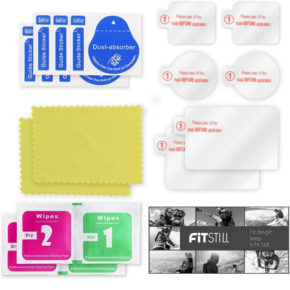 Lammcou Set of 2 screen protectors front and back + 2 Lammcou lenses stickers with tempered glass Compatible with DJI OSMO cameras