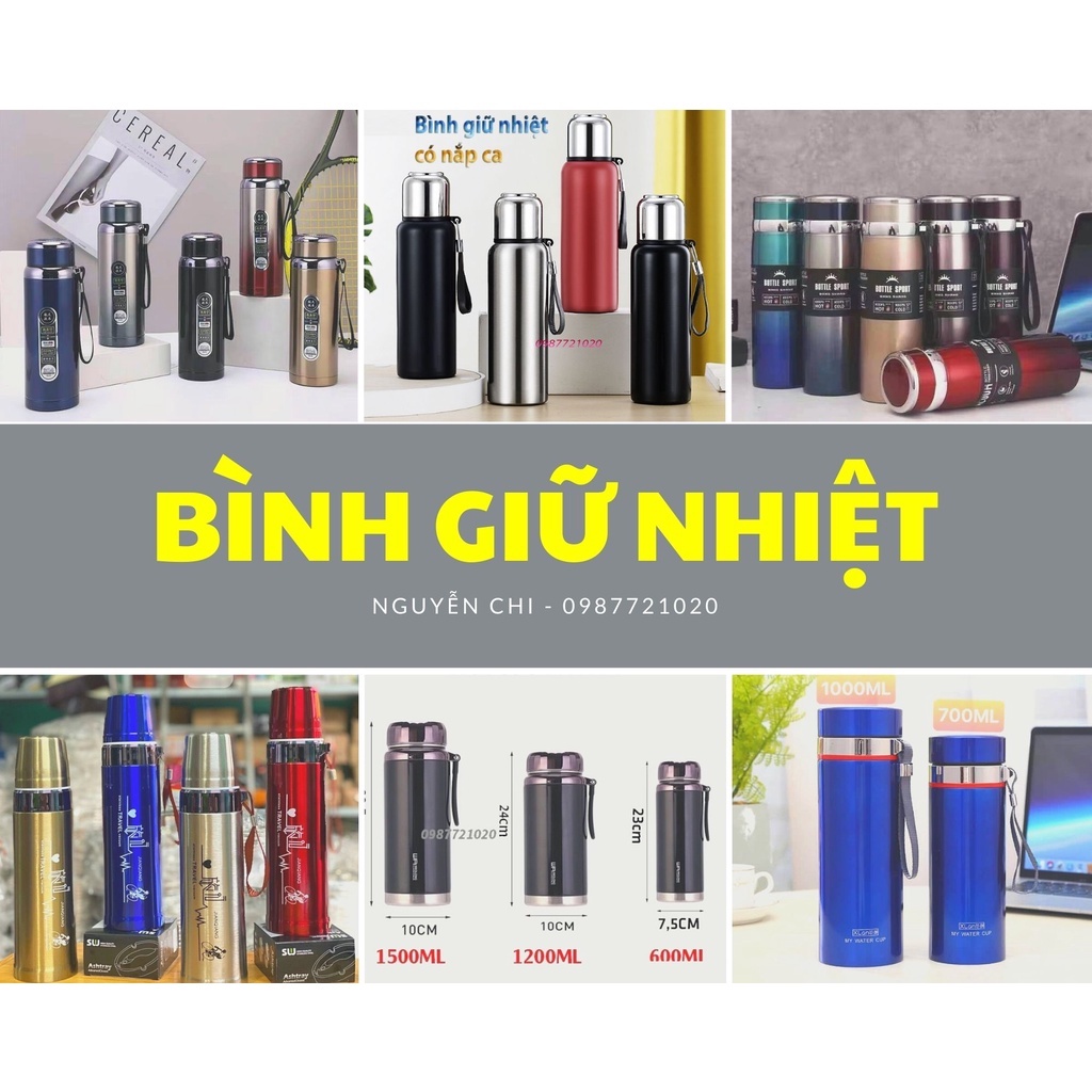 Bình đựng nước giữ nhiệt nóng lạnh BAOL 1000ML - 1200 ML - 1500ml lõi inox 304| Happy shop 888| Bình ủ