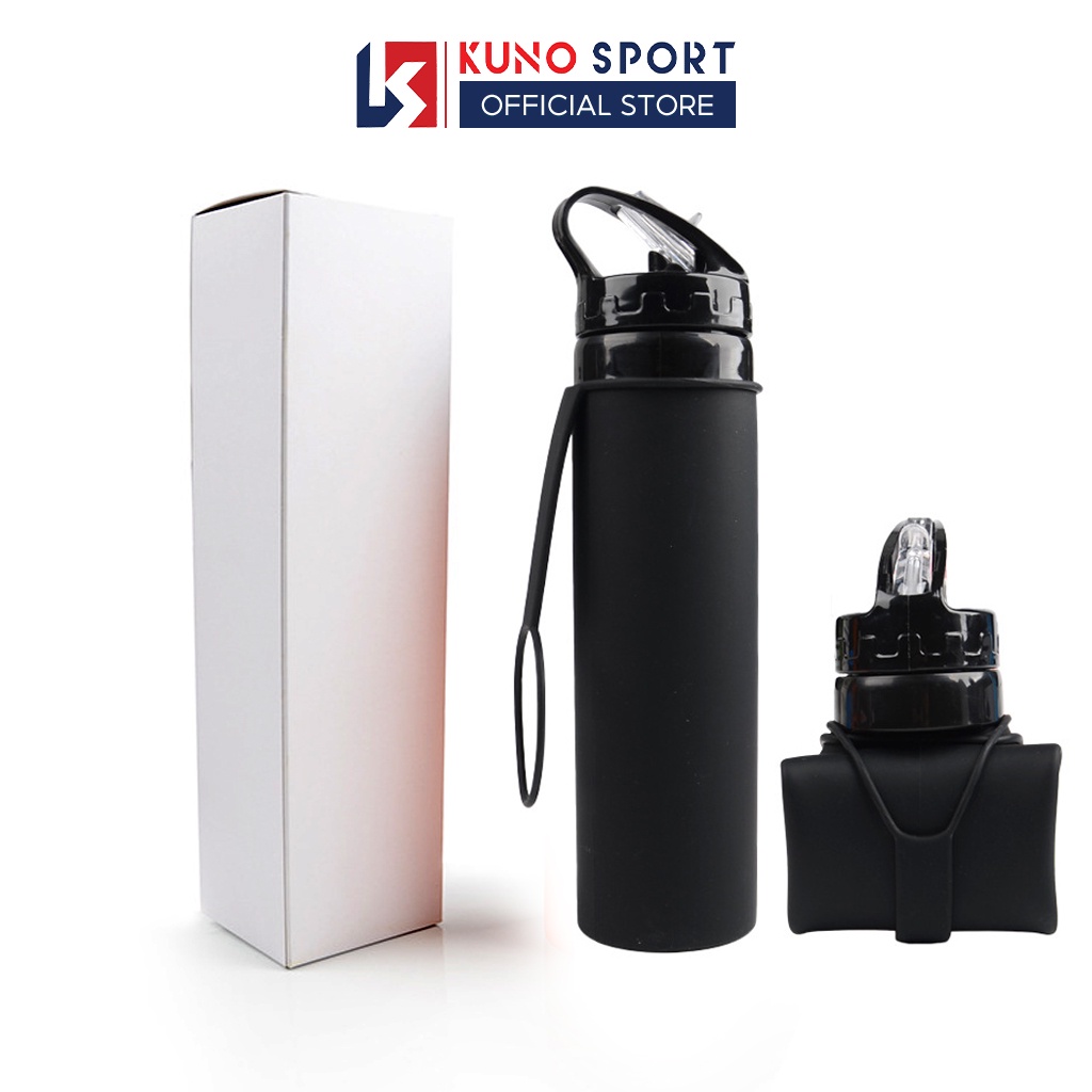 Bình Đựng Nước Silicon  KUNO SPORT 610ML gấp gọn tiện lợi thể thao, xe đạp, neo núi