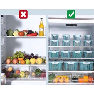 Hộp Đựng Đồ Bảo Quản Tủ Lạnh - Set 5 Bộ Hộp Đựng Đồ Tủ Lạnh Kèm Rổ Đa Năng Có Nắp Đậy