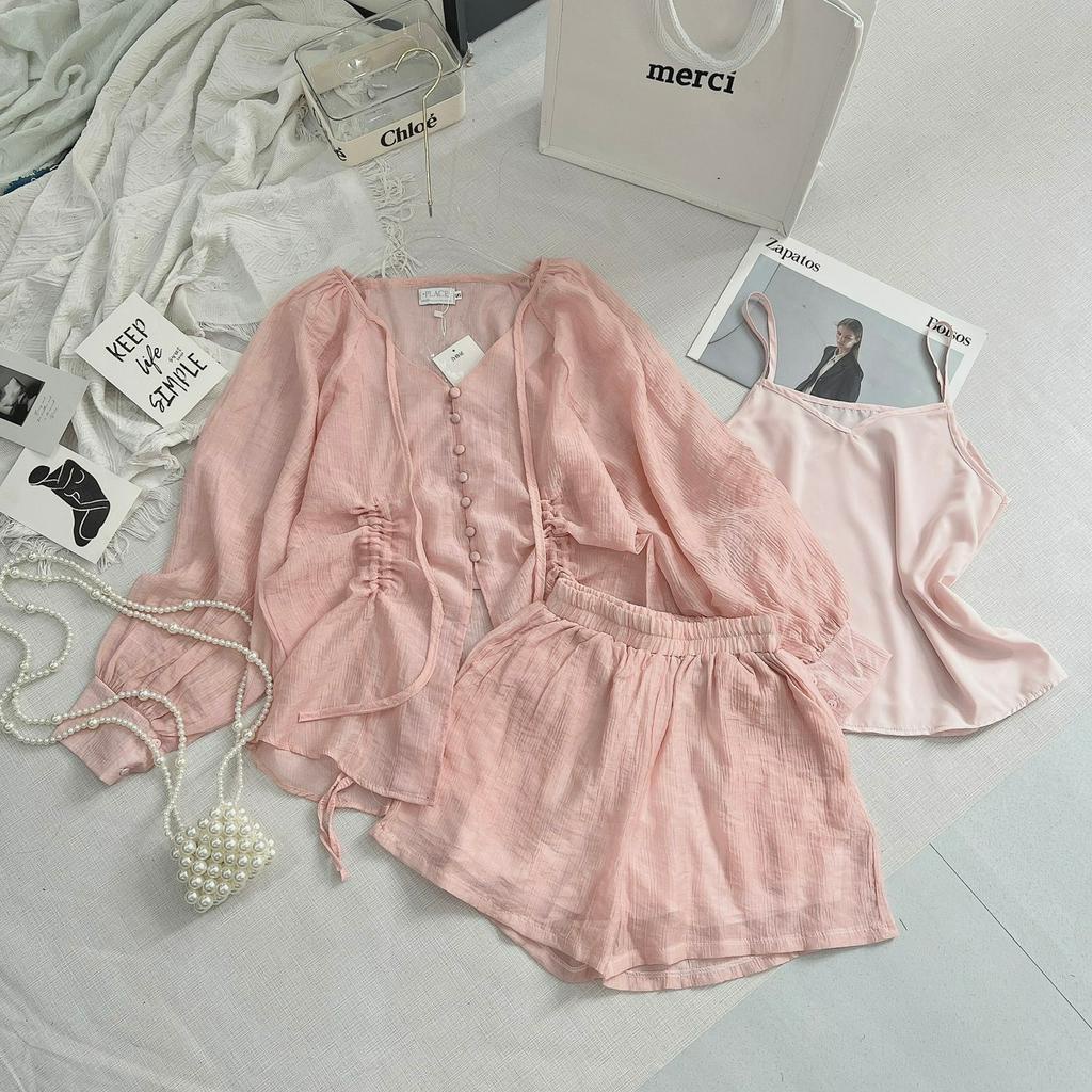 Set bộ đồ nữ 3 món cùng tone màu nổi bật tôn da, tôn dáng dành cho các nàng đi chơi, đi biển L.U STORE