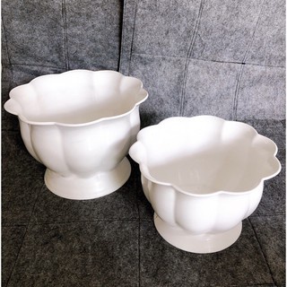 (18x13cm) Chậu nhựa cứng cao cấp trái bí vành hoa đế cao loại đẹp_Chậu Nhựa để Bàn trồng Hoa cây kiểng