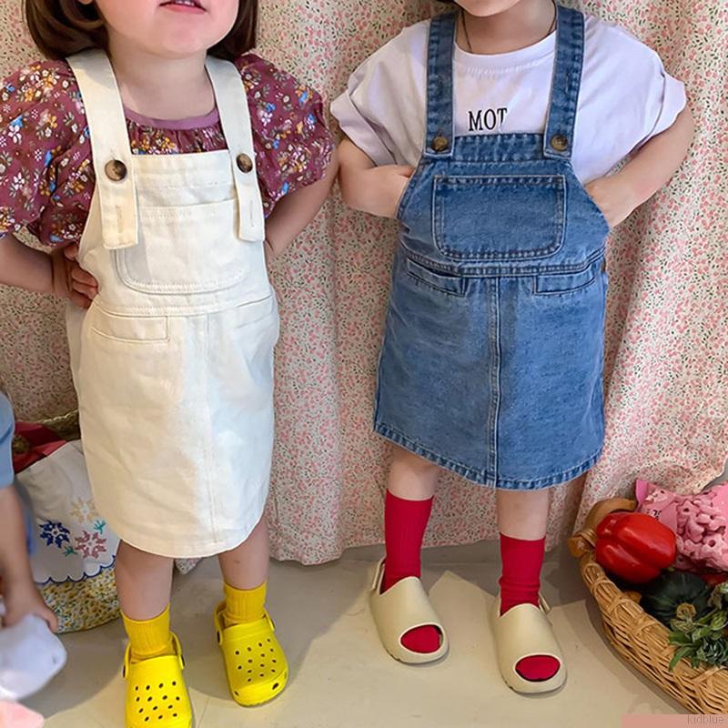 Đầm yếm denim phong cách phương Tây dễ thương dành cho trẻ em