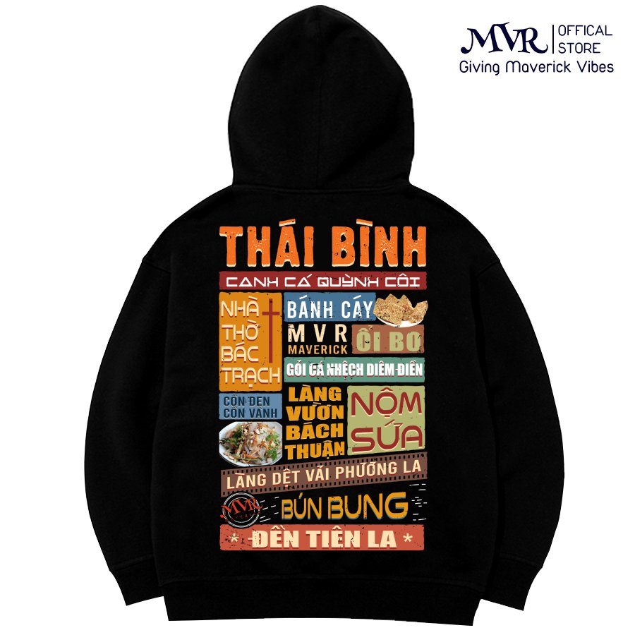 Áo khoác hoodie Thái Bình khóa kéo zip thaibinh quê hương thai binh 64 tỉnh thành UNDER MVR BB4185