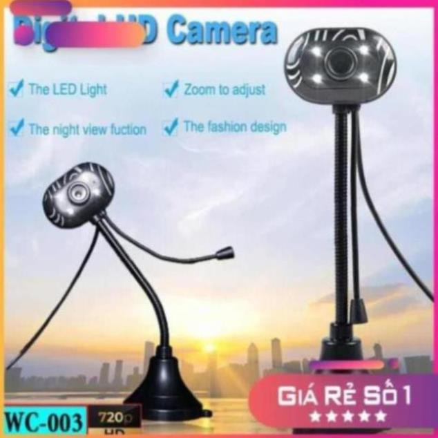 [Mã ELFLASH5 giảm 20K đơn 50K] Webcam chân cao có micro WC-003 đèn Led HD 720p