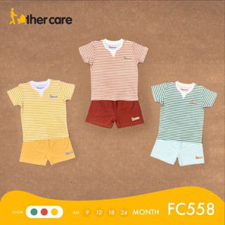 Bộ Quần Áo Cộc Tay FatherCare Cổ Đáp V Kẻ-Trơn FC558