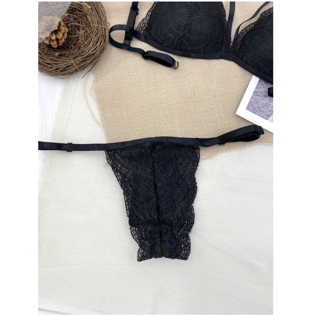 Đồ lót nữ đen dây áo ôm ngực Nội y nữ sexy nóng bỏng gợi cảm thiết kế cao cấp vải ren gồm cả quần lót và áo lót | BigBuy360 - bigbuy360.vn