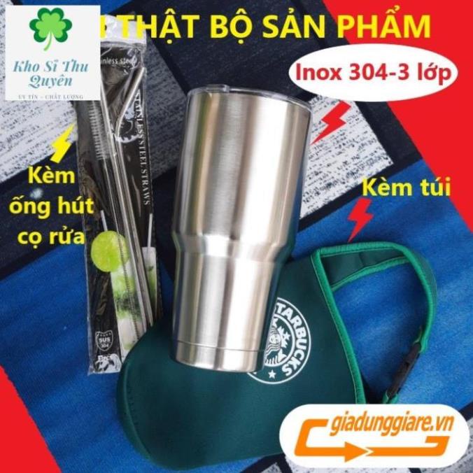 LY GIỮ NHIỆT Thái Lan 900ml (Kèm 2 Ống hút + 1 Cọ rửa + 1 Túi xách) Bình cốc cách nhiệt inox 304 cao cấp - giadunggiare