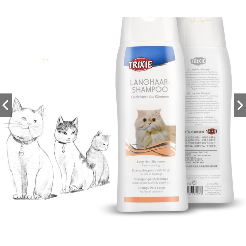 Sữa Tắm Cho Mèo Lông Dài, Lông Ngắn Trixie Cat Shampoo 250ml