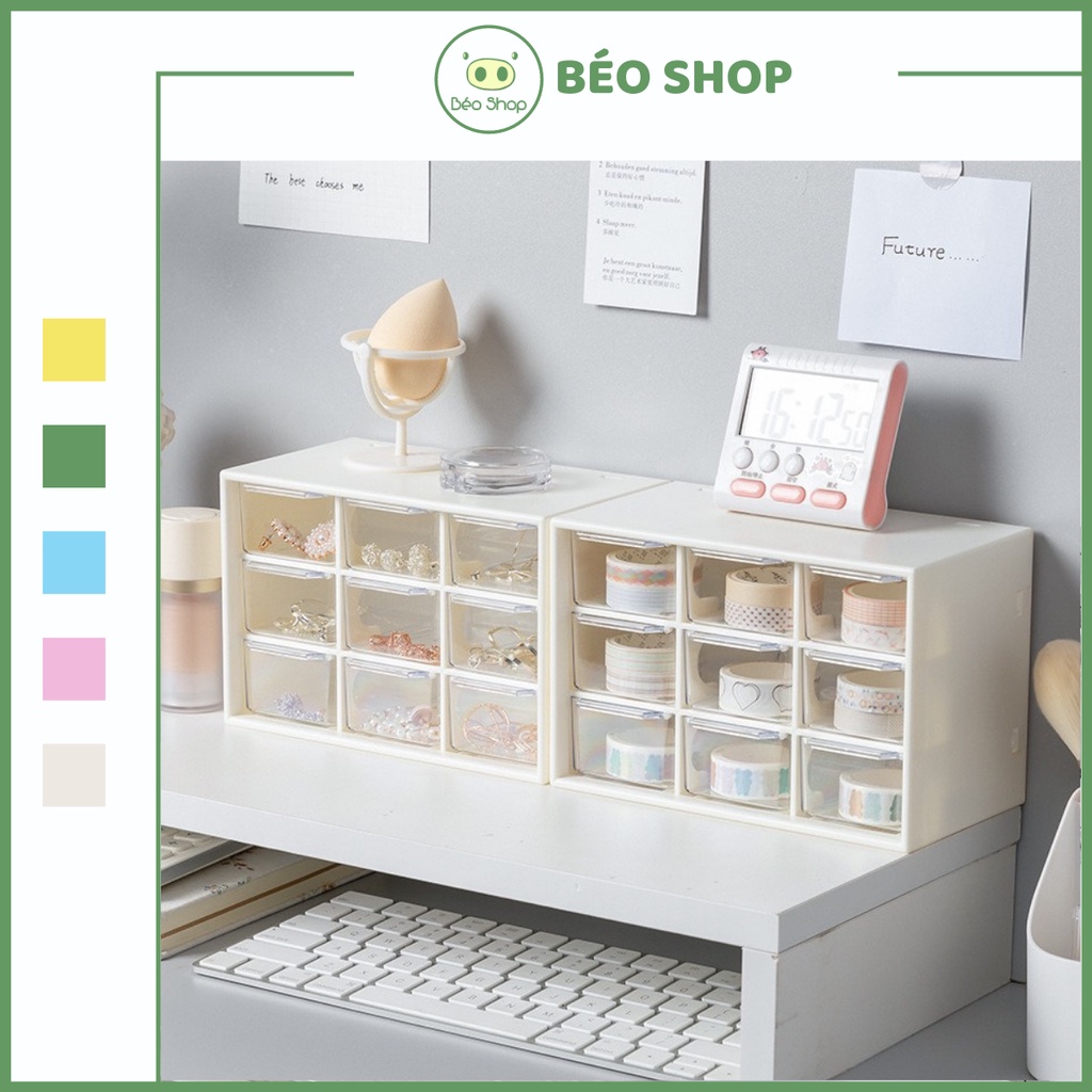 Hộp đựng đồ đa năng 9 ngăn kéo siêu xinh , kệ mini đựng đồ dùng