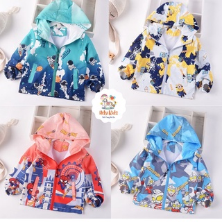 Áo gió cho bé, áo khoác mùa đông cho bé trai mặc đi học đi chơi họa tiết đáng yêu Hely Kids size từ 13kg đến 25kg
