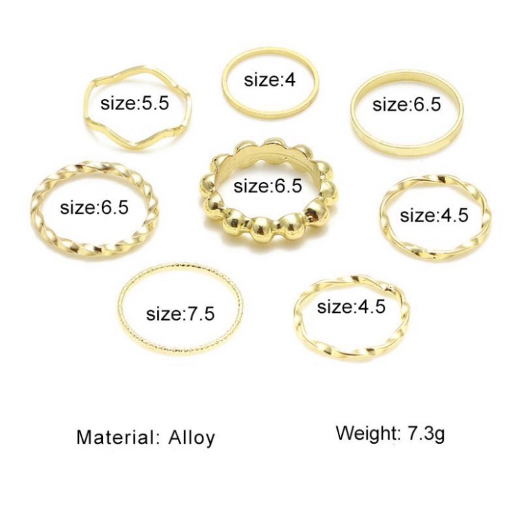 Set Nhẫn Đeo Tay Kim Loại Phong Cách Hàn Quốc Dành Cho Nữ DC81