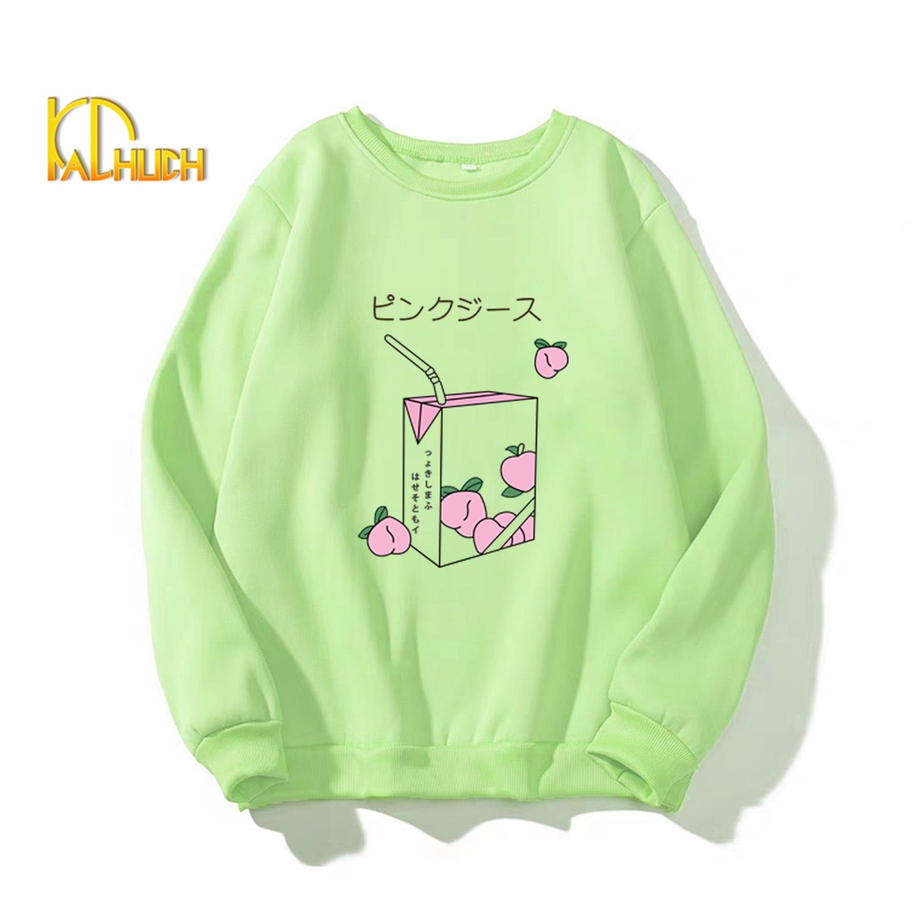 ÁO SWEATER UNISEX [Nhiều màu sắc] FORM RỘNG IN HÌNH TRÀ ĐÀO SIÊU CUTE | BigBuy360 - bigbuy360.vn