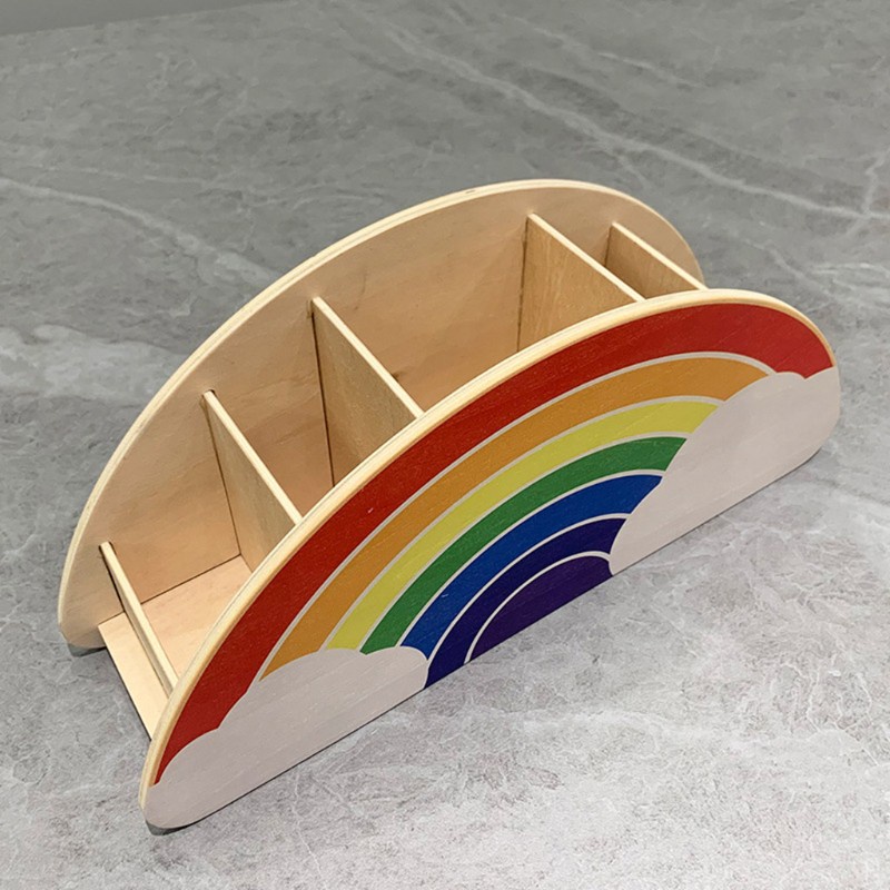 SEL Creative Rainbow Wooden Pen Holder DIY Pencil Container Storage Box Phone Organizer Desk Supply Students Gifts