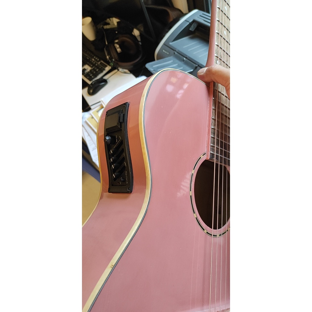 Đàn Guitar Acoustic Màu Hồng T01H Gắn EQ-7545 Chính Hãng