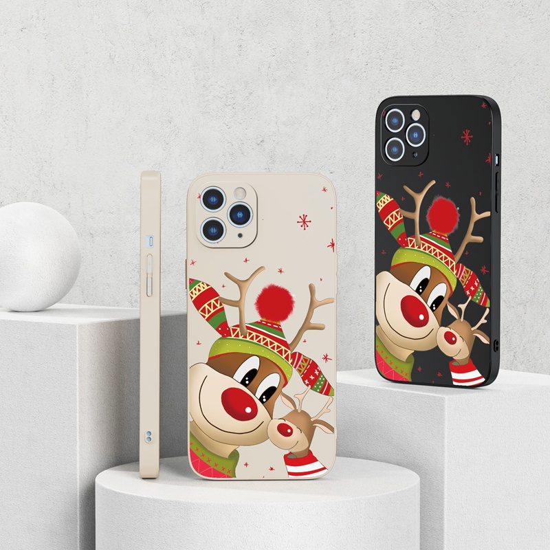 Ốp lưng iphone Ốp điện thoại SUNTAIHO silicone dẻo tuần lộc Giáng Sinh cho iPhone 13 12 11 Pro Max X XR XS Max 7 8 Plus 12Mini 13Mini