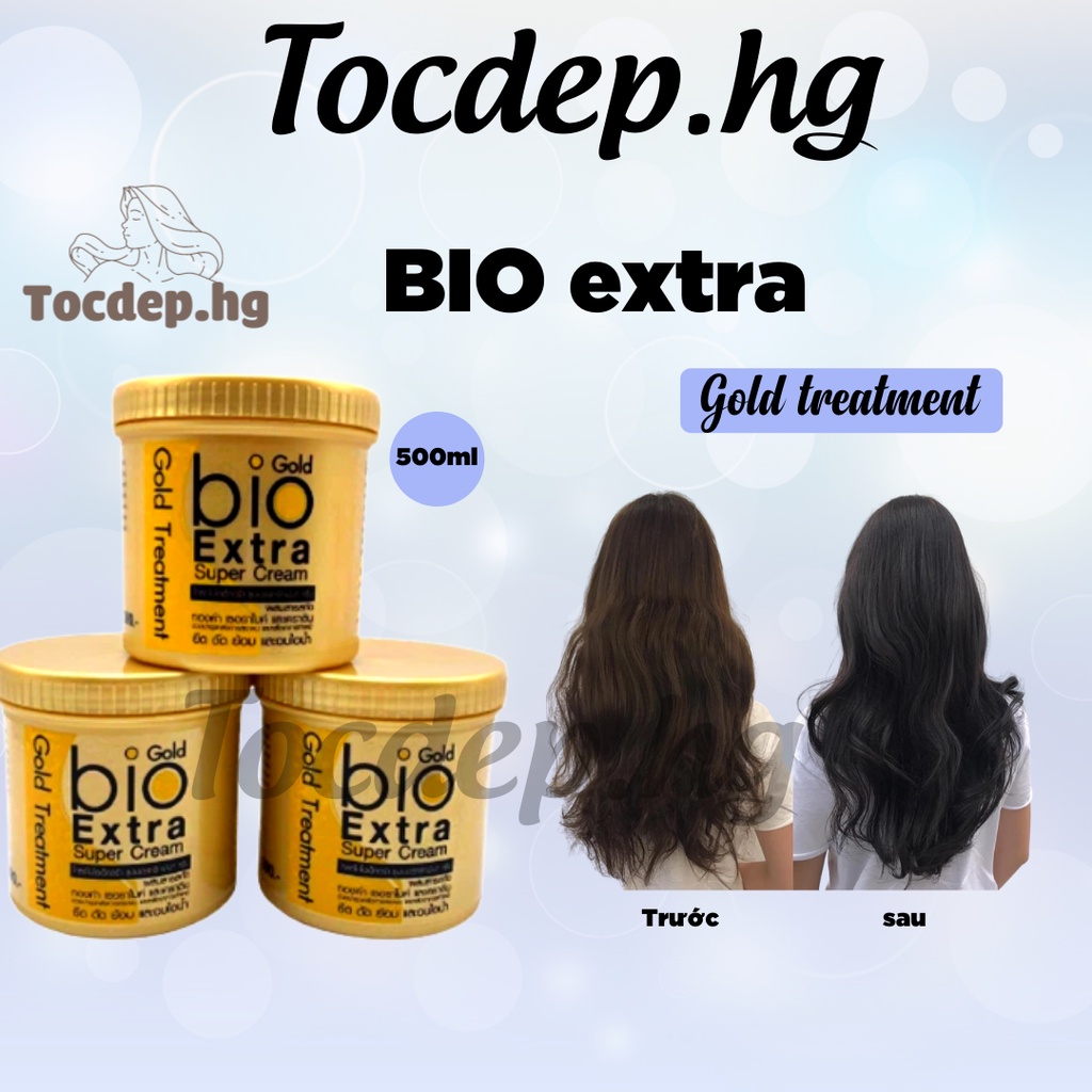 Ủ tóc BIO Gold Treatment Thái Lan 500ml, Dầu xả siêu mềm mượt phục hồi tóc hư tổn Biotin Gold - Tocdep,hg