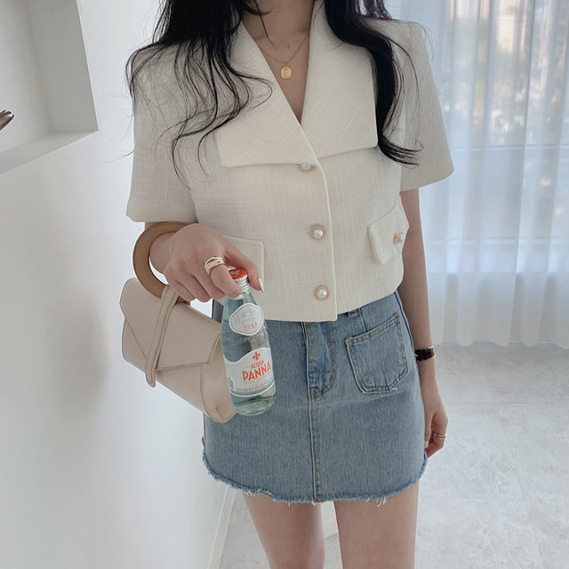 Áo khoác nữ ngắn tay mùa hè, áo tweed nữ A915