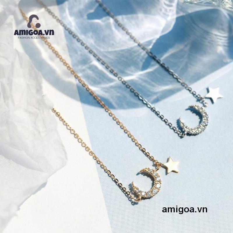 ✨✨vòng cổ Mặt Hình Ngôi Sao Và Mặt Trăng Đính Đá Thời Trang Cho Nữ