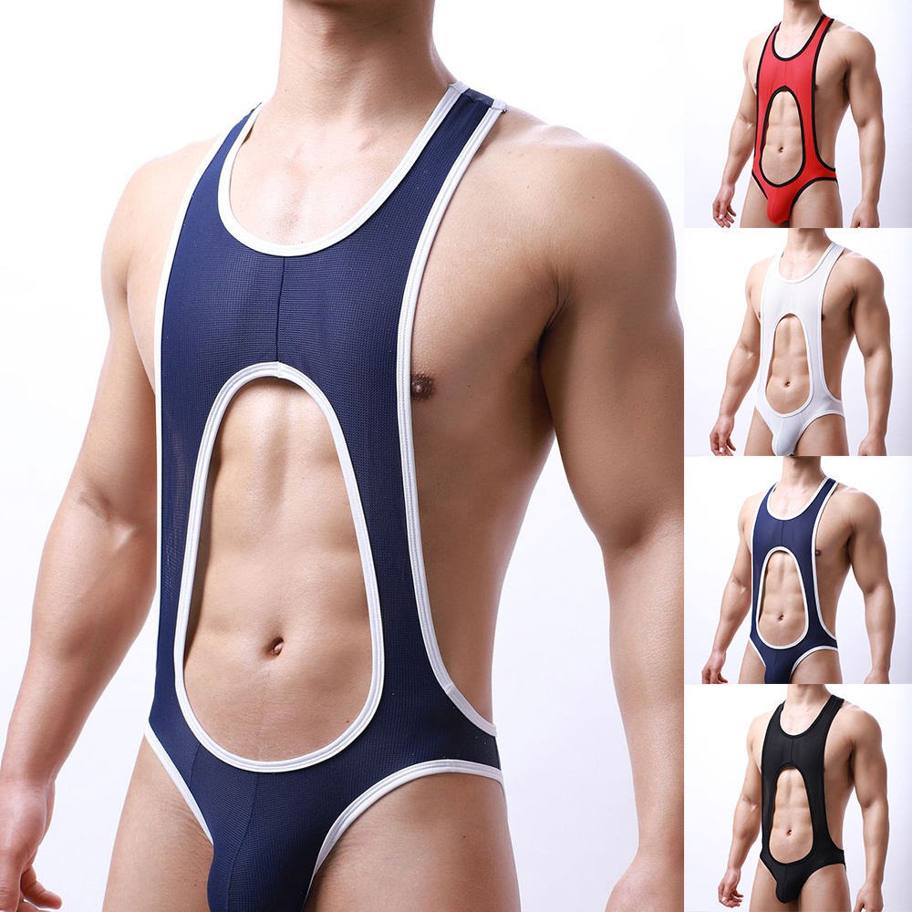 Sexy Men Jockstrap Boxer Leotard Underwear Wrestling Singlet Bodysuit Sportswear