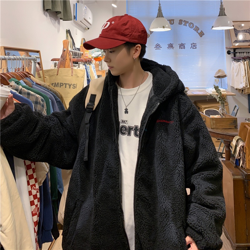 Áo khoác nam hàn quốc chất nhung dày dặn màu trắng và đen