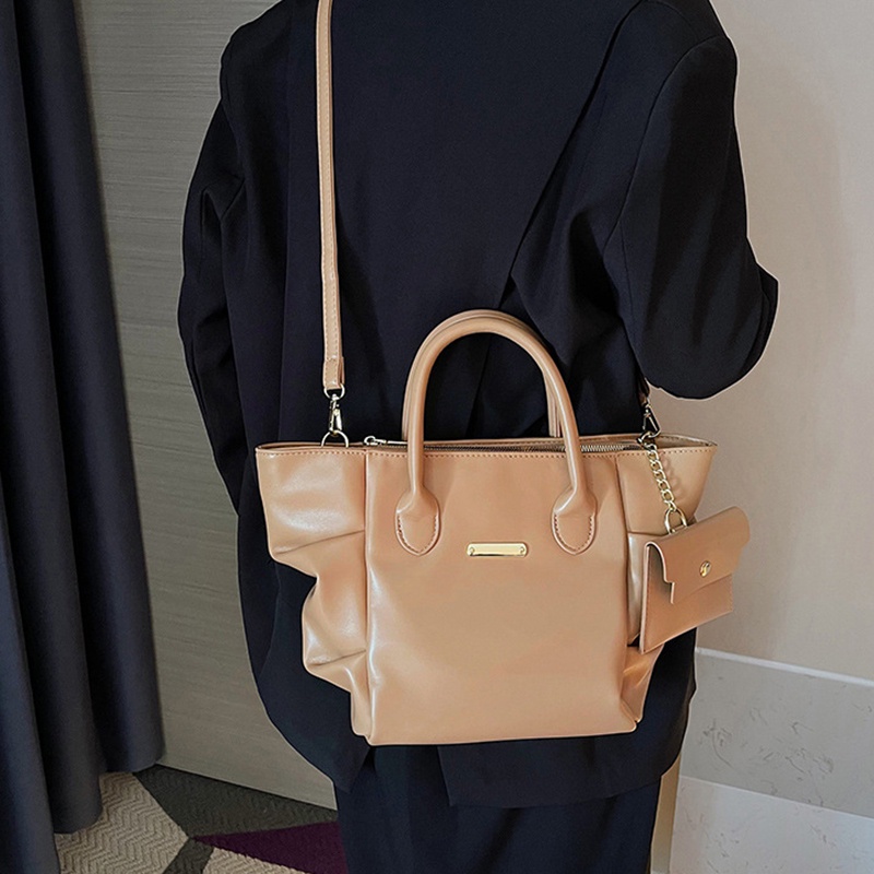 Túi Đeo Vai Sức Chứa Lớn Màu Trơn Thời Trang Cho Nữ