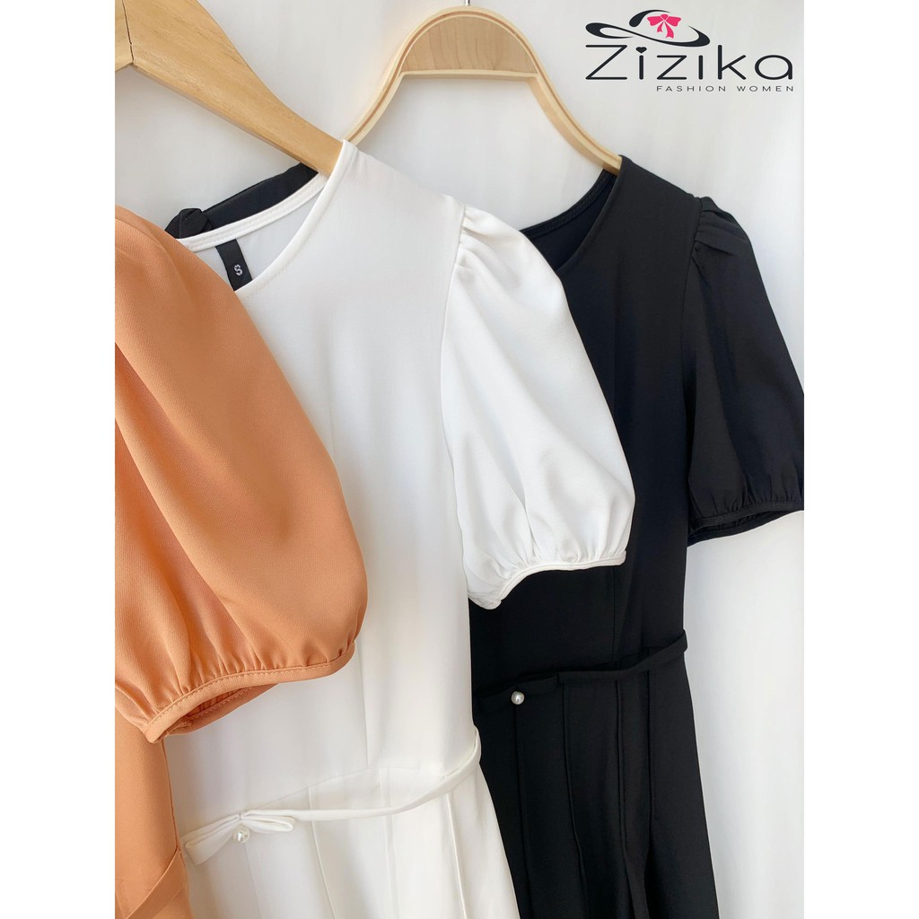 (Đầm thiết kế) Váy đầm công sở thời trang Zizika cổ tròn nơ eo - V09 | BigBuy360 - bigbuy360.vn