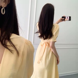 (Order) Váy tiểu thư Hàn quốc basic cổ vuông thắt nơ