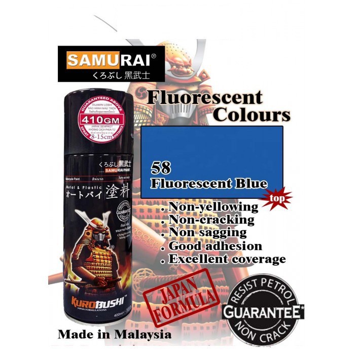 Chai Sơn xịt sơn xe máy Samurai 58** màu XANH DƯƠNG huỳnh quang
