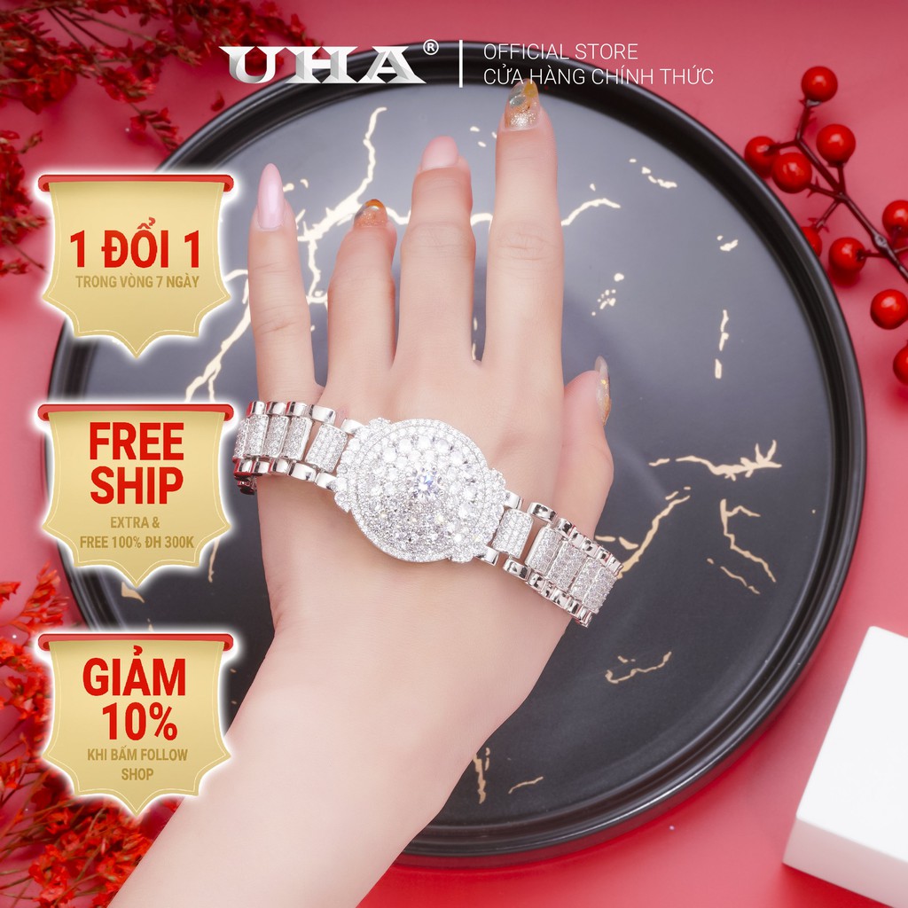 Lắc Tay Nữ Mạ Vàng Trắng Sang Trọng UHA L4003205AT-660