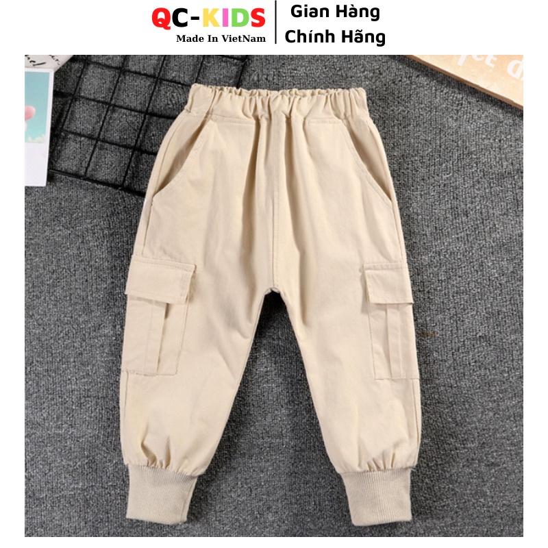 Quần kaki bé trai bé gái 1 tuổi đến 5 tuổi QC-KIDS, quần dài cho bé 10-25kg túi hộp