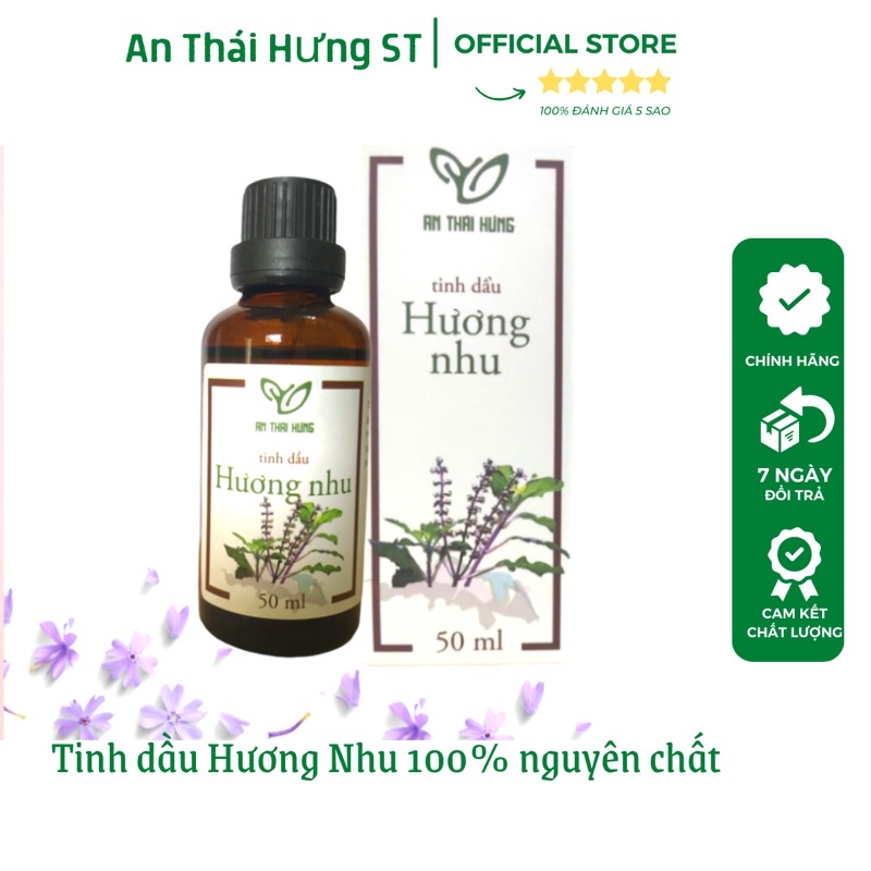Tinh dầu hương nhu  an thái hưng 50ml ,tinh dầu hương nhu nguyên chất 100%