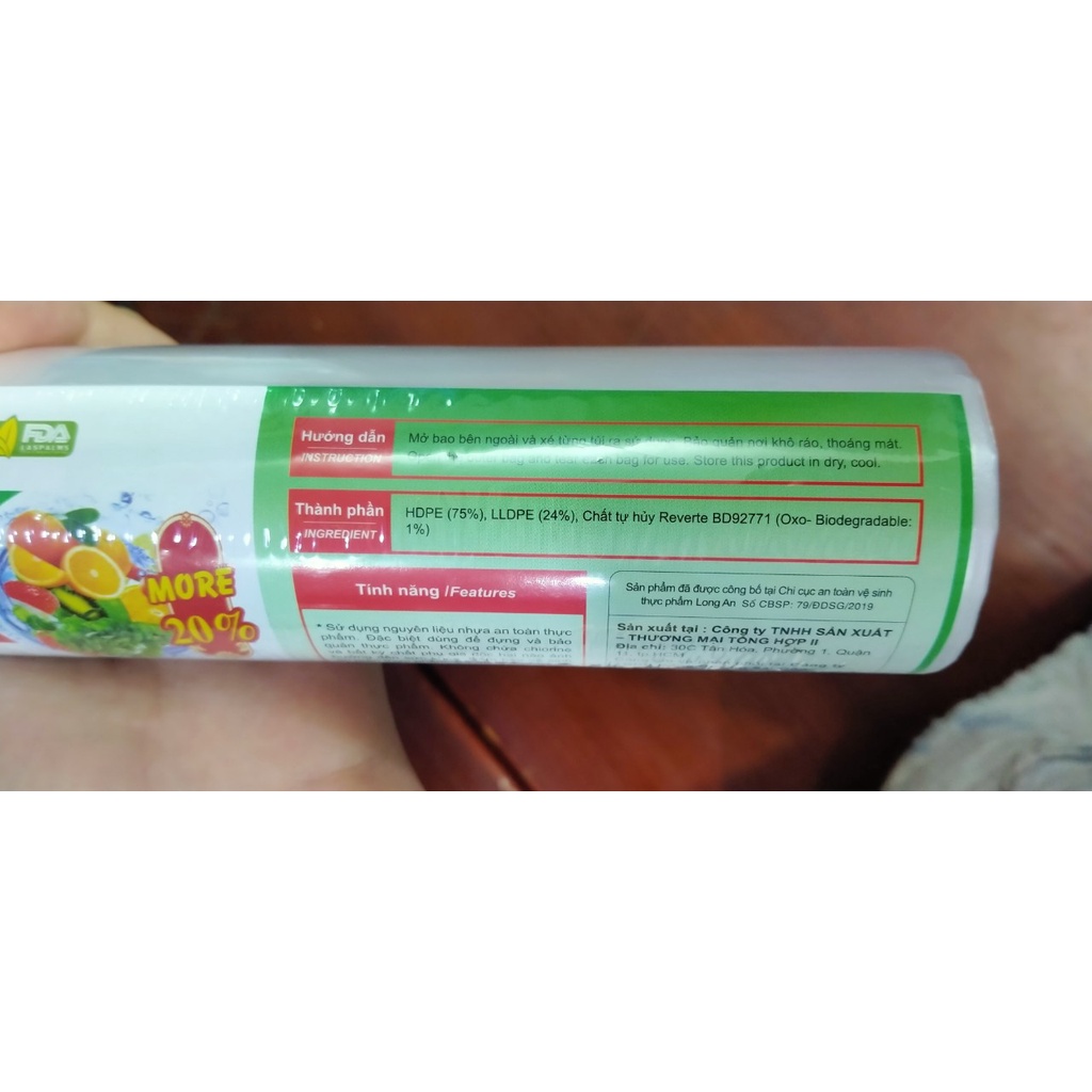Túi đựng nylon siêu thị phân huỷ sinh học Laspalm đủ size