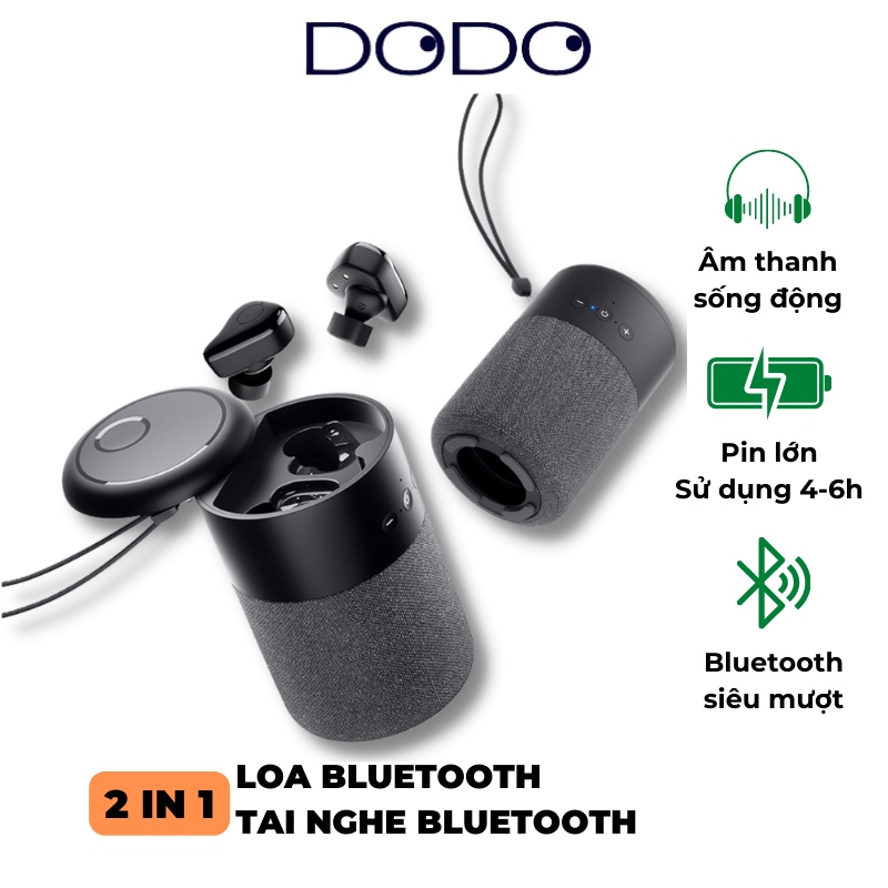 Loa Bluetooth Nghe Nhạc Mini Dáng Nhỏ Gọn Cầm Tay Tích Hợp Tai Nghe Không Dây TWS - DODO
