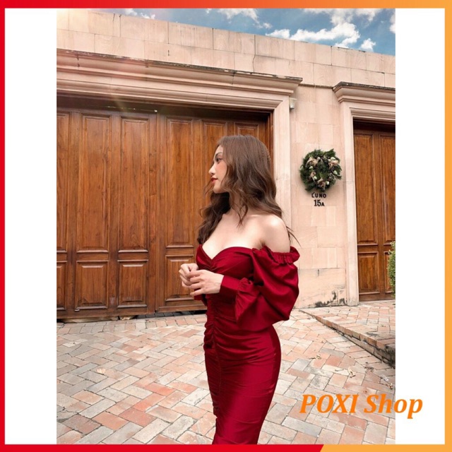 Đầm Body LỤA Trễ Vai RED - OUTFIT - DRESS (ĐỎ)