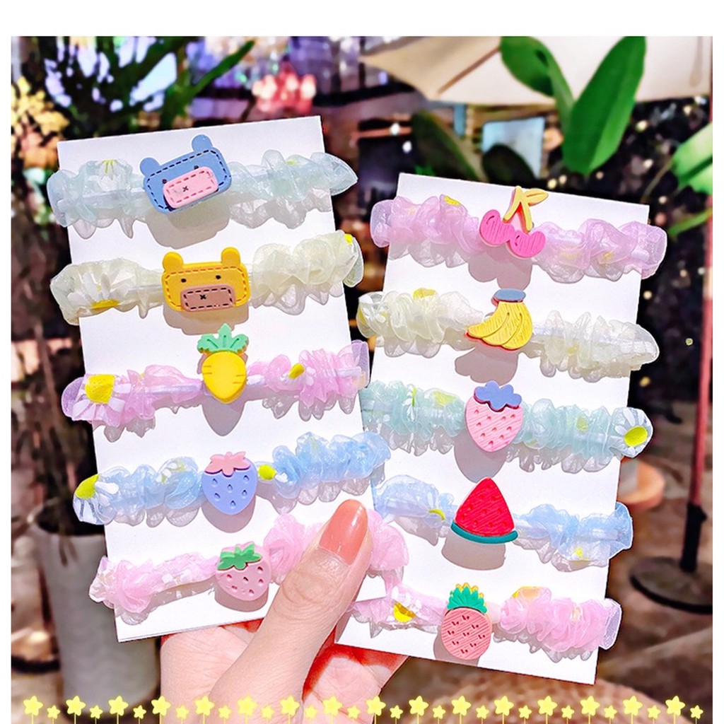 Bịch 5 Dây cột tóc hoạt hình dễ thương cho bé