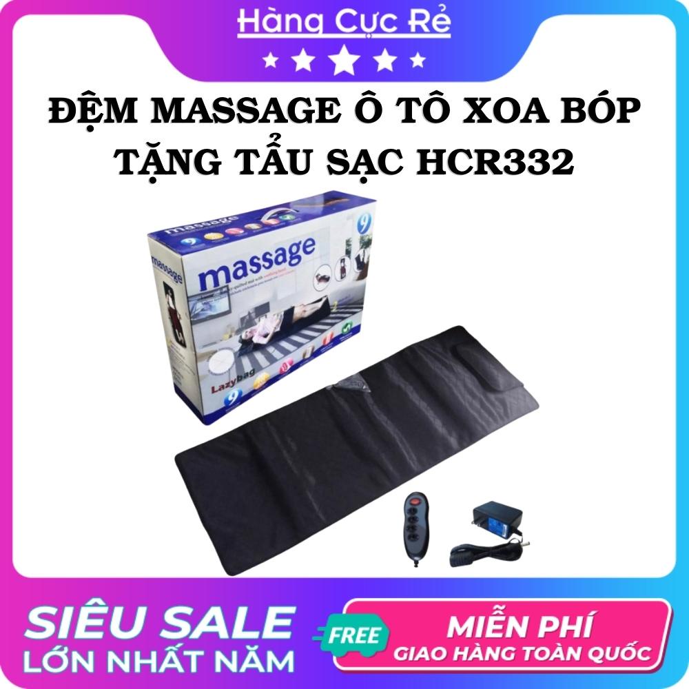 Đệm massage ôtô xoa bóp giảm đau mát xa lưng, có remote điều khiển, tặng Tẩu sạc HCR332 - Shop Hàng Cực Rẻ