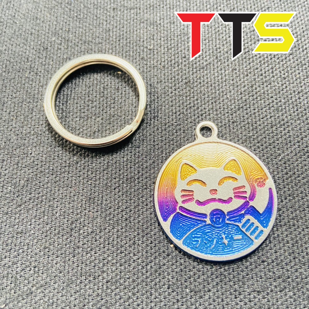 MÓC KHÓA TRÒN MÈO MÁY MẮN CHẤT LIỆU TITAN GR5
