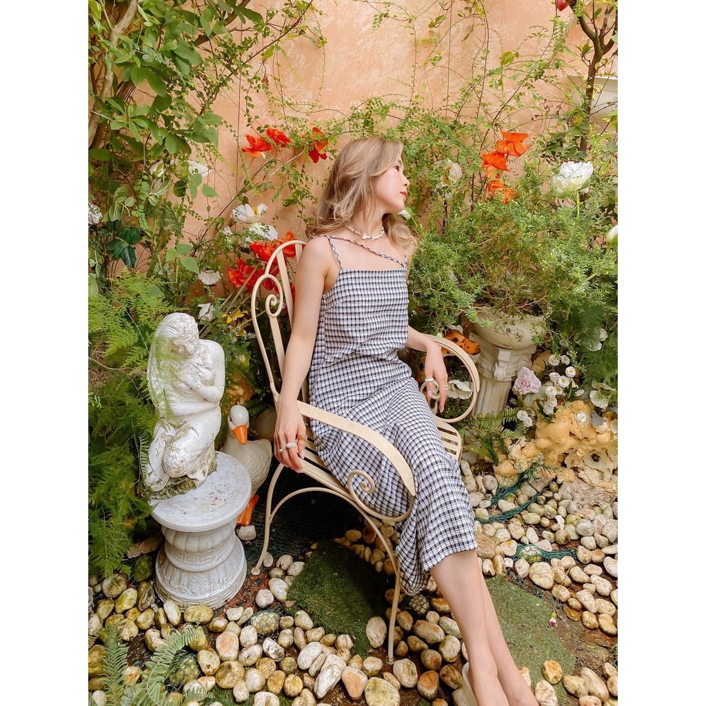 Đầm dài 2 dây caro Wand Dress Gem Clothing SP060603