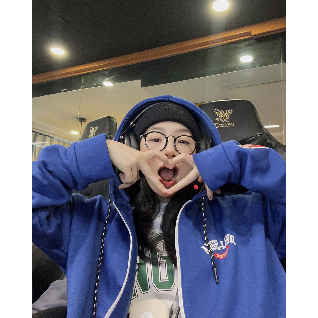 Áo Khoác Hoodie Khoá Kéo Angel-Land Signature Blue Zip Hoodie Nỉ Bông