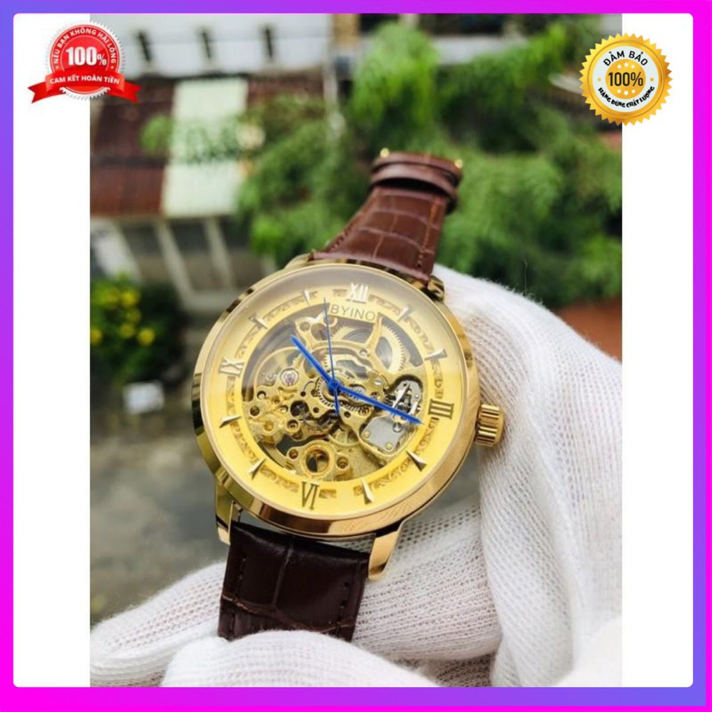 Đồng Hồ Cơ nam BiYINO  CƠ DÂY DA CAO CẤP lộ máy CHÍNH HÃNG (TẶNG KÈM HỘP) [ Đồng Hồ Nam Cao Cấp] | BigBuy360 - bigbuy360.vn