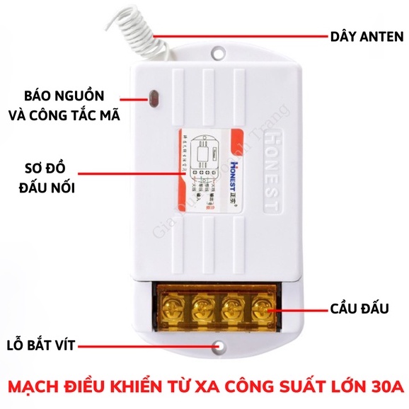 Công tắc điều khiển từ xa Honest HT-6220ZRD 1000m công suất lớn 30A