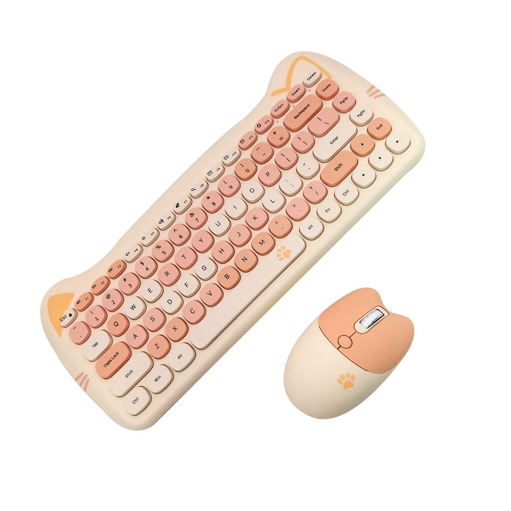 Combo Bàn Phím Và Chuột Không Dây jomaa Mofii 2.4G 84 Nút Bấm 1600DPI Dễ Thương
