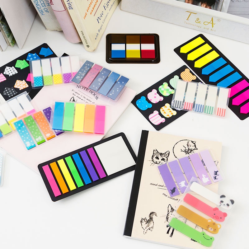 Giấy Note Ghi Chú Họa Tiết Hoạt Hình Màu Dạ Quang Xinh Xắn