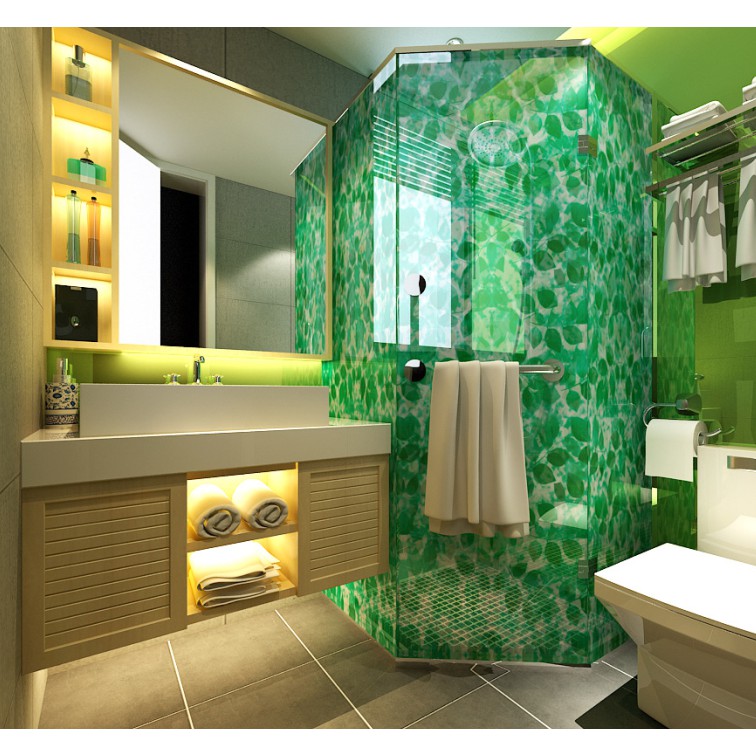 1 mét DECAL GIẤY DÁN KÍNH KEO SẴN KHỔ 45CM MẪU LÁ XANH.