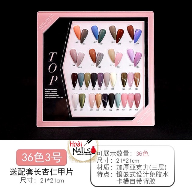 Khung trưng bày mẫu móng meka 36-48 màu - phụ kiện nail