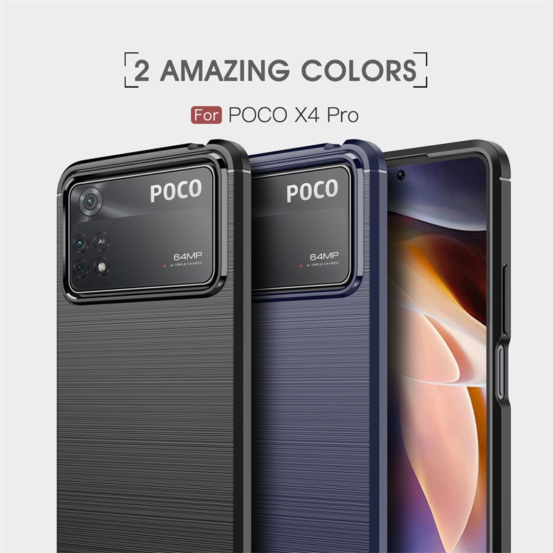 Ốp Điện Thoại Silicon Mềm Phối Sợi Carbon Chống Sốc Siêu Bền Cho Xiaomi Poco X4 Pro M4 Pro 5G