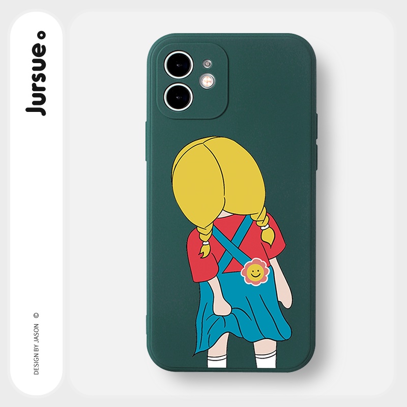 Ốp lưng JURSUE hoạt hình cặp đôi dễ thương đẹp cho iPhone 13 12 11 Pro Max SE 2020 X XR XS ip 8 7 6 6S Plus kute Y1746