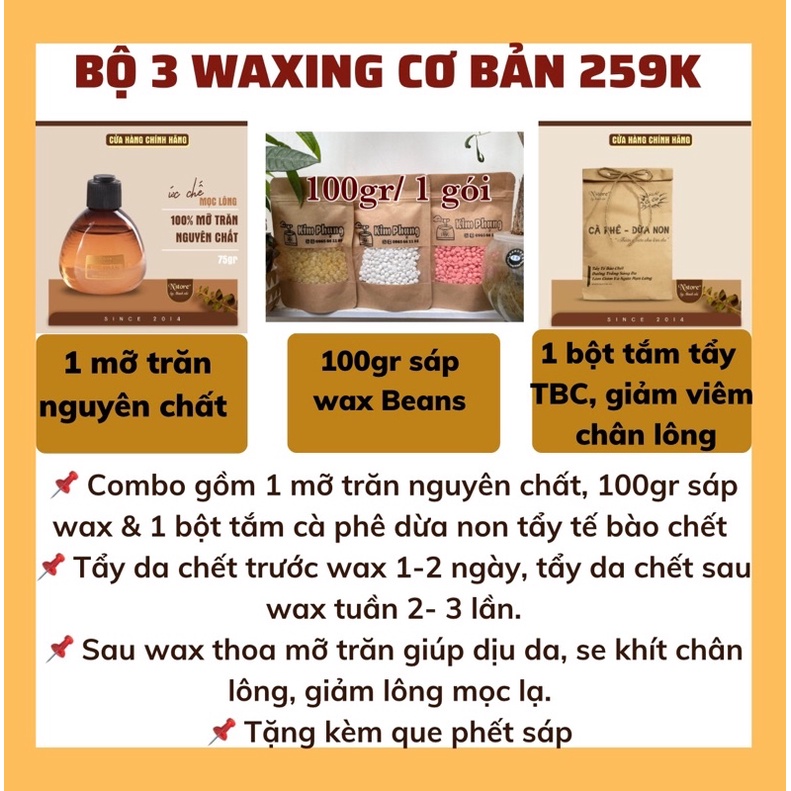 COMBO 100GR SÁP WAX BEAN MỠ TRĂN NSTORE KÈM BỘT TẮM TẨY TẾ BÀO CHẾT triệt lông tay, chân, nách, ria mép,râu.