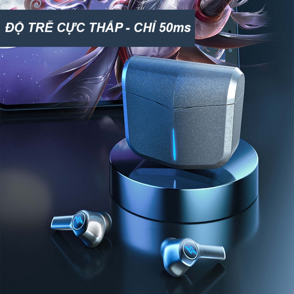 Tai Nghe Bluetooth Lightning TWS-02 Bass Mạnh - Tai Nghe Không Dây, Có Mic, Pin Siêu Khỏe, Độ Trễ Thấp, Cảm Ứng Vân Tay